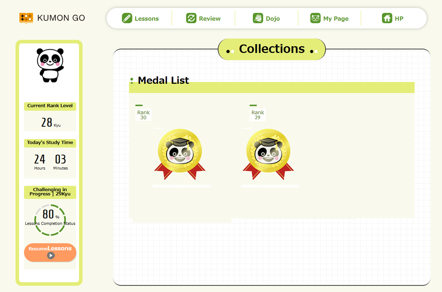 PANDANET learning software screen